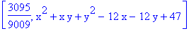 [3095/9009, x^2+x*y+y^2-12*x-12*y+47]